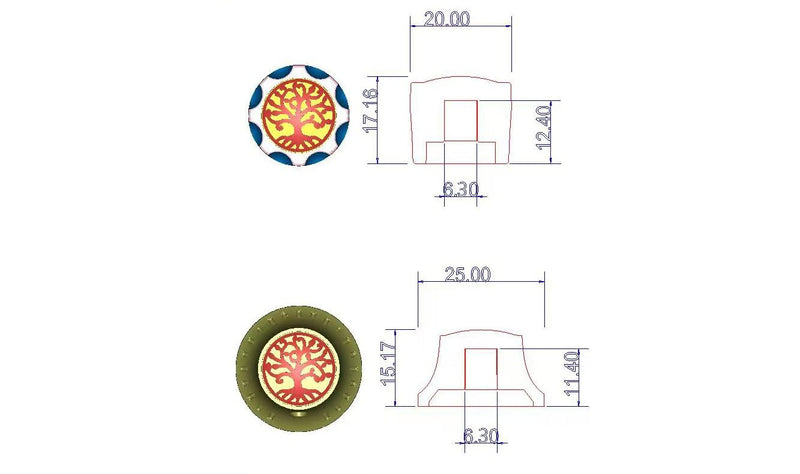 Guyker Dome Potentiometer Control Knobs Dia. 6.3mm Shaft Pots, 3PCS Zinc alloy Domed Speed Tone Volume Switch Knob with Tree Of Life Surface Replacement for Electric Guitar Bass, CKB034 Black CKB034 Dome Shape, Black