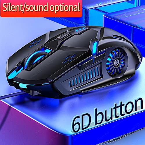 Gaming Mouse Wired,6 Buttons, 4 Adjustable DPI Up to 3200 DPI, 7 Circular & Breathing LED Light, Multifunction Wired Mouse Used for Games and Office (Black) Black