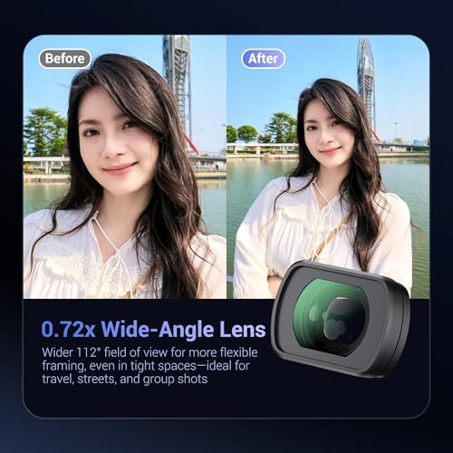 JJC Wide Angle Lens for DJI Osmo Pocket 4 3 / Xtra Muse,Widen Lens View