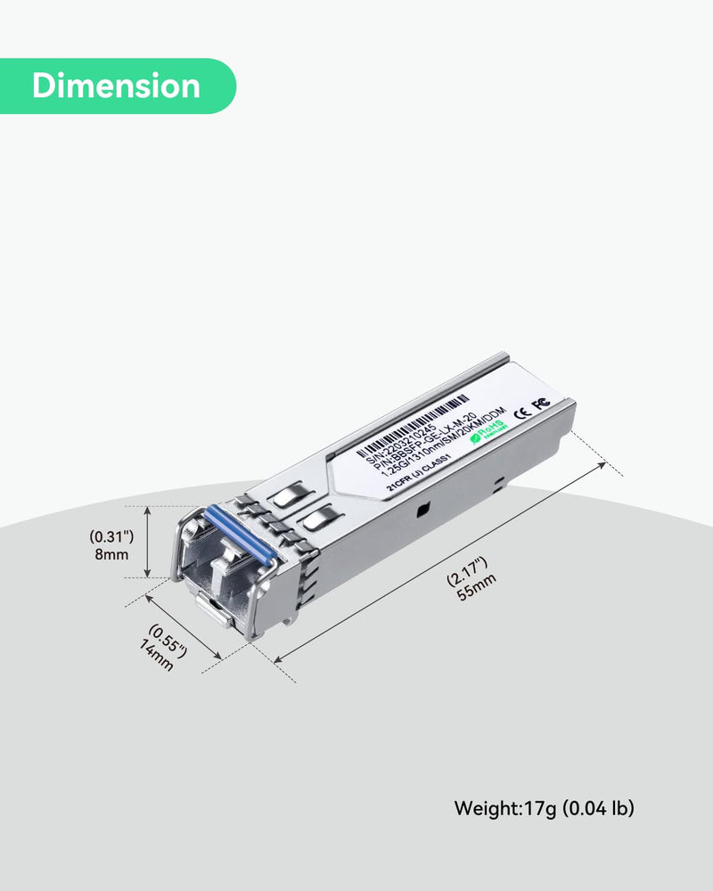 LINOVISION 1.25G SFP Module, 1000Base-LX, 1310nm SMF, up to 20km | Dual LC Fiber, SFP Transceiver for Cisco, D-Link, Supermicro, Netgear, Fortinet, TP-Link and Ubiquiti UNIFI Switches