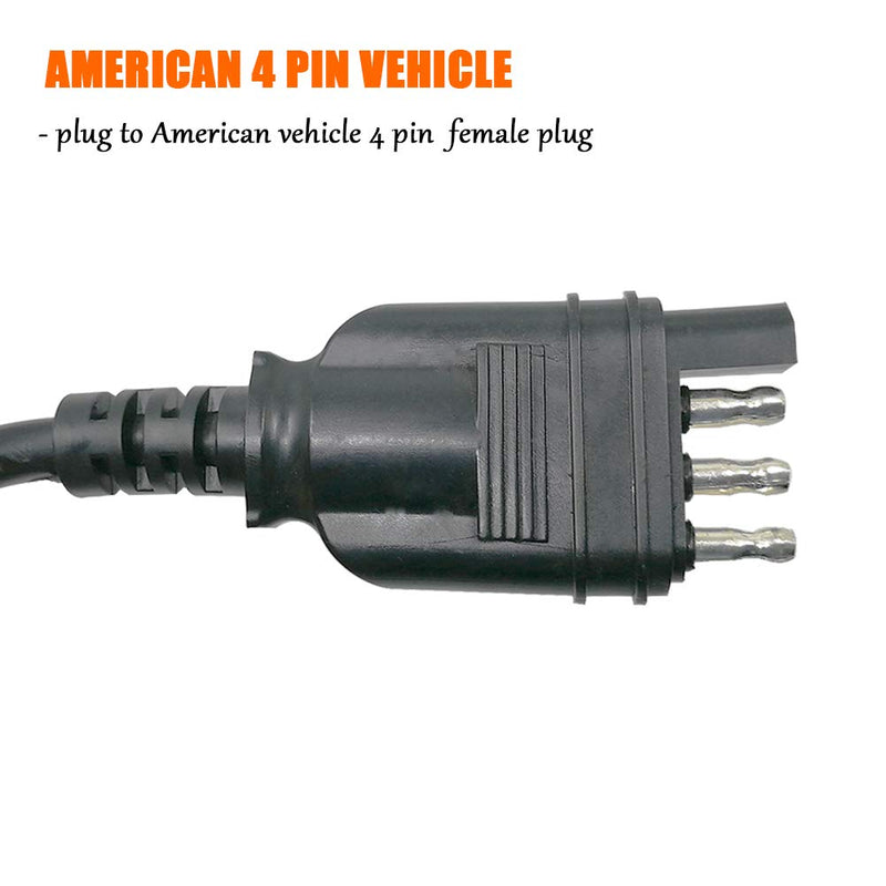 [AUSTRALIA] - US Vehicle 4-Way Flat Adapter to European 13-Pin Round Plug Trailer Light Converter - Plug and Play Design 4 PIN TO 13 PIN 