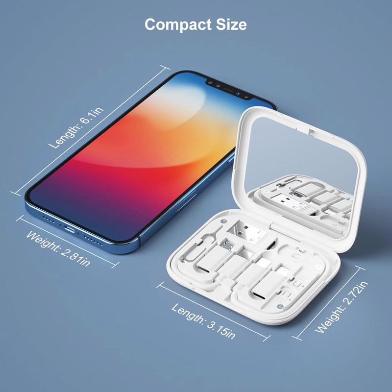 [AUSTRALIA] - USB-C to USB Adapter, USB C Male Cable Box Contains Makeup Mirror/USB C Cable/Micro USB to USB C/USB A to USB C, Cell Phone OTG Adapters for iPhone 14/15, Google Pixel, Samsung Galaxy White 