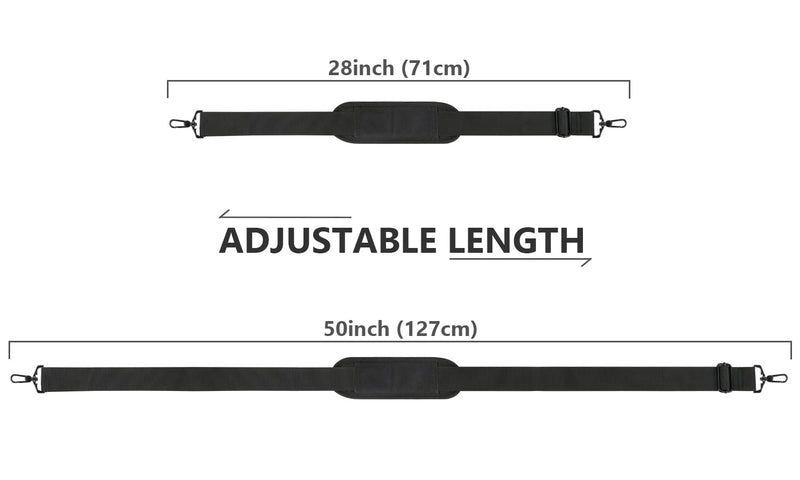 Ytonet Shoulder Strap, 52" Universal Adjustable Padded Laptop Shoulder Strap Replacement Comfortable Belt with Metal Hooks for Laptop Messenger Crossbody Bag Luggage Duffel Camera, Black