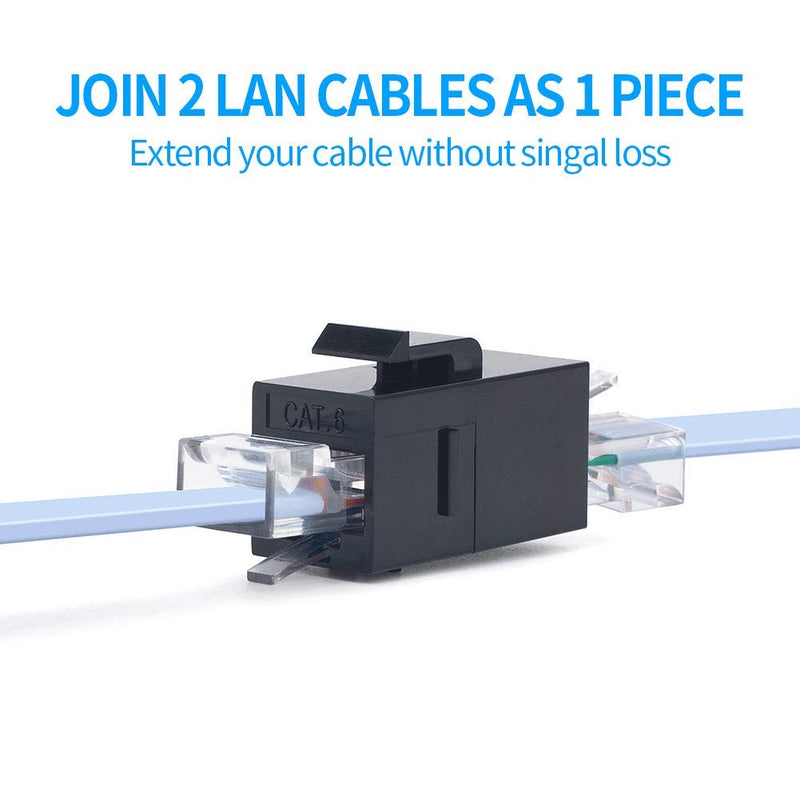 60 Pack Rj45 Coupler Cat6 Cat5 Cat5e Keystone Jack, Black | Network Cable Couplers Extender Adapter Wall Inline Patch Panel Connectors 60Pack Cat6 UTP