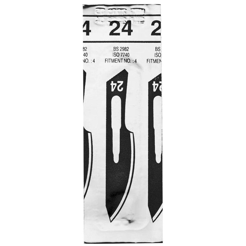 May Scalpel Blades Figure 24 for Scalpel Holder No. 4 - Replacement Blades Sterile Packed - Includes Blade Puller Pack of 50
