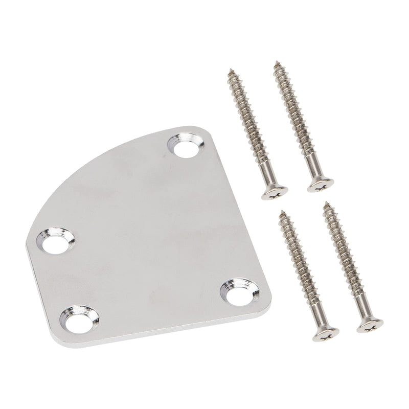 2Pcs Yootones Electric Guitar Neck Plate Curved Semi-Round Neck Joint Back Mounting Plate 4 Holes with Screws Compatible with Guitar Bass Parts Replacement (Silver)