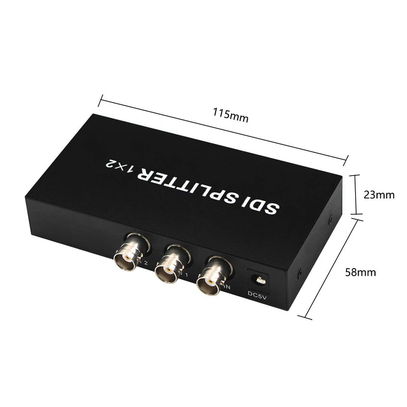 SDI Splitter 1x2 Multimedia Split SDI Extender 1 to 2 Ports Adapter Support 1080P TV Video for Projector Monitor Camera