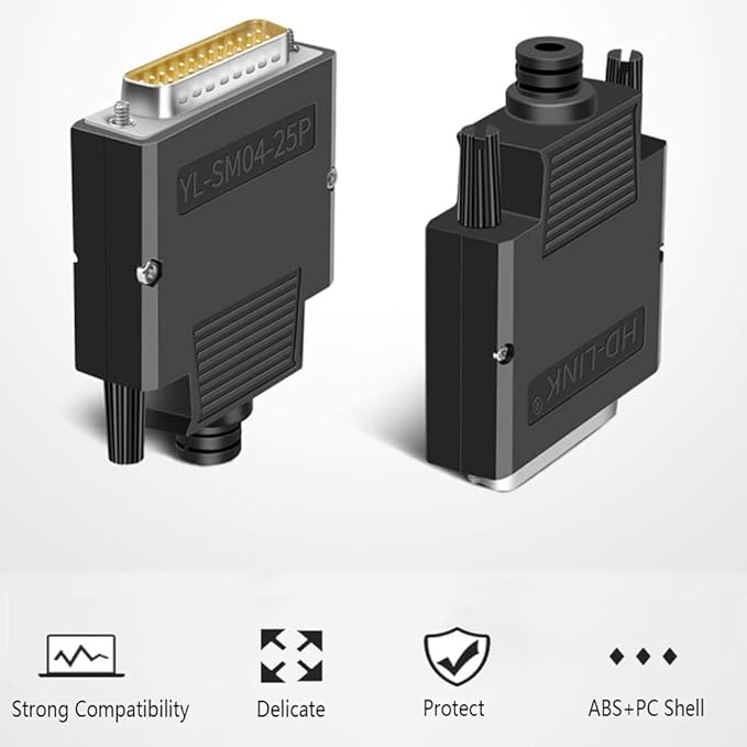 Jienk 2PCS DB25 Breakout Board Connector, RS232 D-SUB Serial Thinner 25 Pin Port Terminal Solderfree Adapter with Case Accessories (M/F) M/F