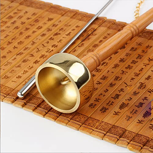 Tibetan Hand BellMeditation and Prayer Bells Buddhism Wooden Handle Brass Hand Bell Meditation Singing Bell Singing Scripture Implement Buddhist Supplies