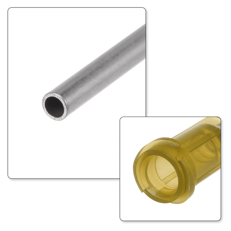 QUARKZMAN Industrial Blunt Tip Cannula 17G 1/4 Inch Length with Luer Lock Screw Connection, Dispensing Cannula for Liquid Glue Gun, Pack of 100 (Yellow) 17G 1/4" yellow