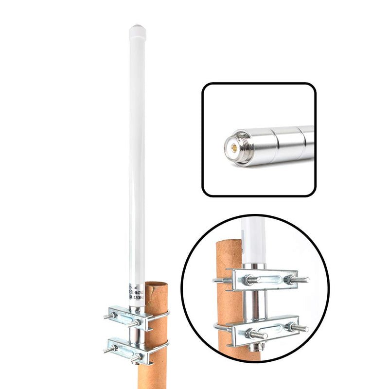 HYS TC-40UV Dual Band VHF UHF 2meter 70cm 144/430Mhz 2.5dBi 100W 15.7inch Fiberglass Outdoor Base Antenna with SO239 (UHF Female) Connector For ICOM Yaesu Midland Motorola Mobile Ham Radio Transceiver White 136-174/400-470Mhz
