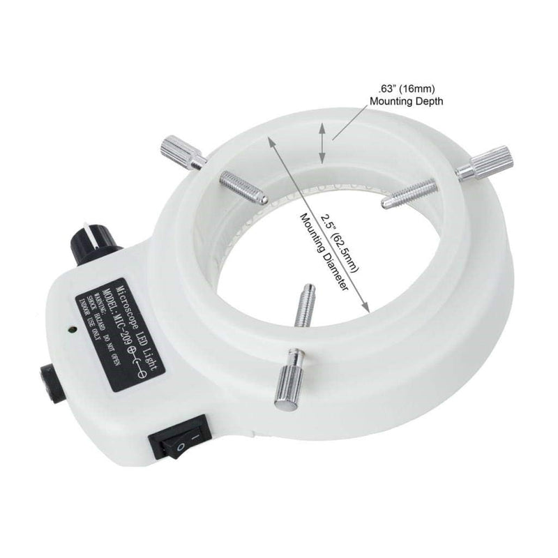 AmScope LED-144W-ZK White Adjustable 144 LED Ring Light Illuminator for Stereo Microscope & Camera