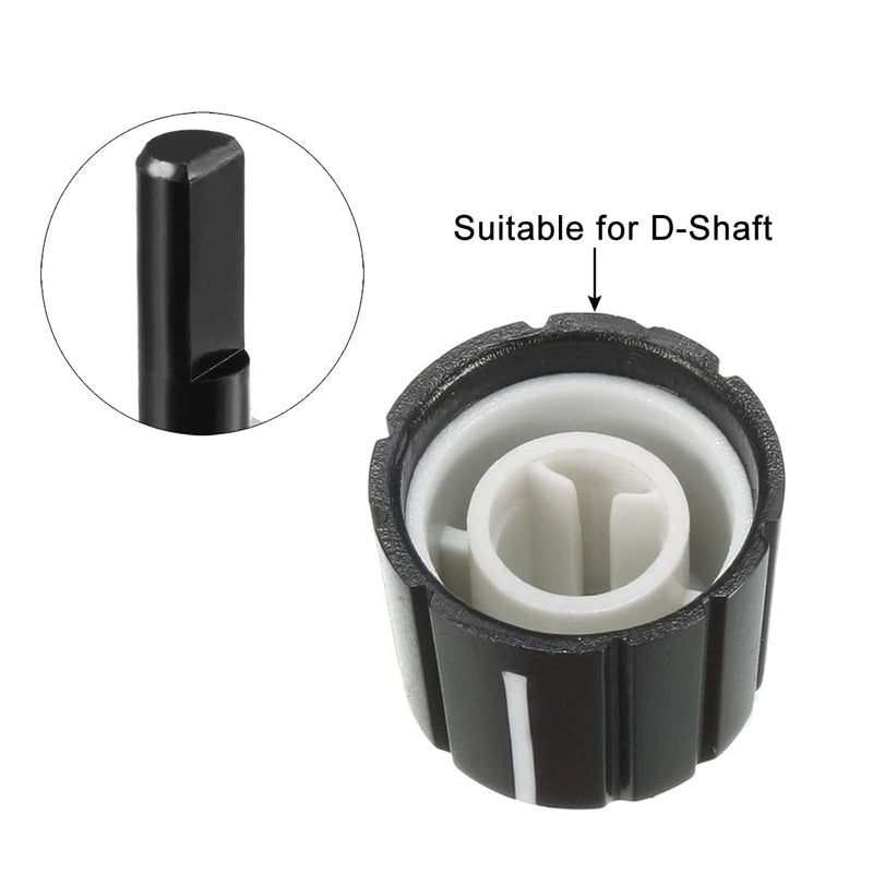 uxcell 20Pcs 15x13.5mm Plastic Potentiometer Rotary Knob for 4x6mm Diameter D Type Shaft Guitar Volume Knob.