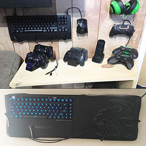 Pack of 2, Universal Keyboard and Mouse Organizer Wall Rack Wall Mount Wall Clip Wall Hanger Wall Display Storage Holder - No Keyboard No Mouse - No Falling