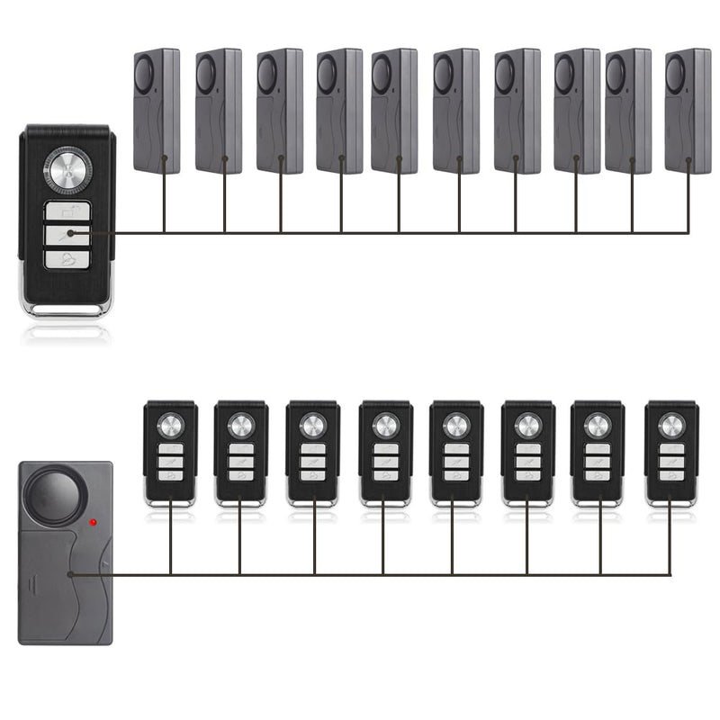 [AUSTRALIA] - Mengshen Wireless Anti Theft Vibration Door Window Alarm Motion Sensor with 2 Remote Control Burglar Alarm for Bicycle EBikes Scooter Car 110dB Loud (4 Sensors with 2 Remote Control) 