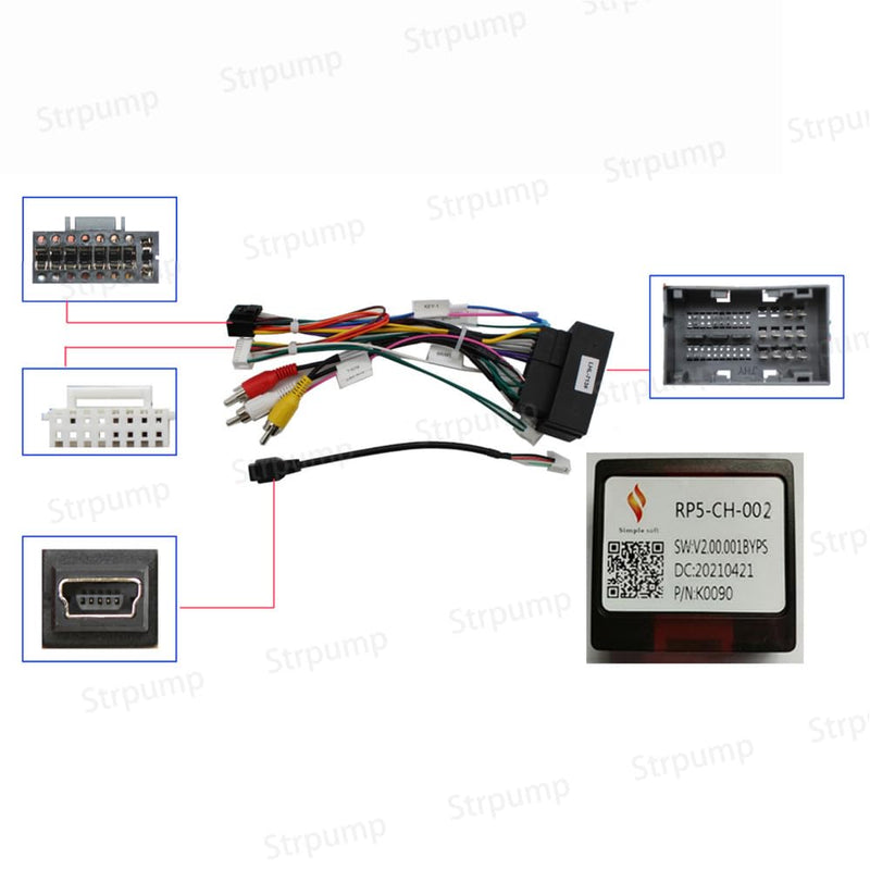 16Pin Car Radio Stereo Power Retrofit Harness Cable Wire for Jeep Grand Cherokee Wrangler Dodge Durango RAM Radio Antenna Adapter Can Bus Decoder Harness+CH-002