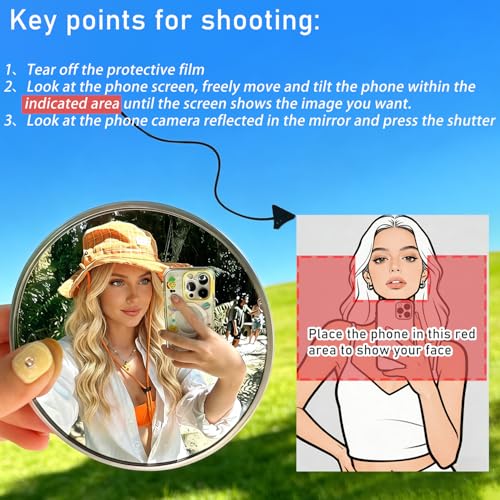 Handheld Selfie Convex Mirror - No Need Selfie Stick, Travel Must Have Photography Viewfinder, Gift for Photographer, Portable & Shatter-Resistant, Suitable for Solo/Multi-Person Selfie(3.74in)