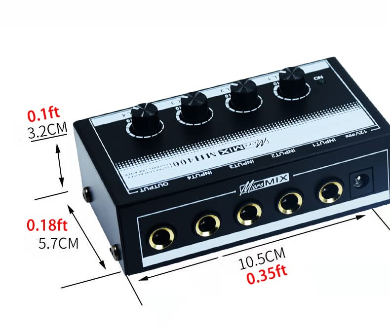 mix electronic organ accompaniment 6.35 ts 6.5 mm jack bass mono Microphone 1/4 inch Guitar mic Professional Sound Mixer Low-Noise Audio Amplifier for Keyboards Musical Instruments