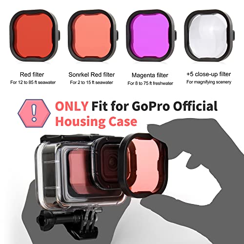 4-Pack Dive Filter for GoPro Hero 13 12 11 10 9 8 Official Housing