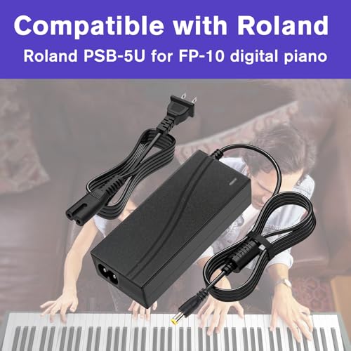 12V DC Adapter Charger Fit for Roland PSB-5U for FP-10 Digital Piano Power Supply Cord Mains PSU, 12V2A Power Supply Cord Battery Charger for Digital Piano Electronic Keyboard Replace Part ﻿