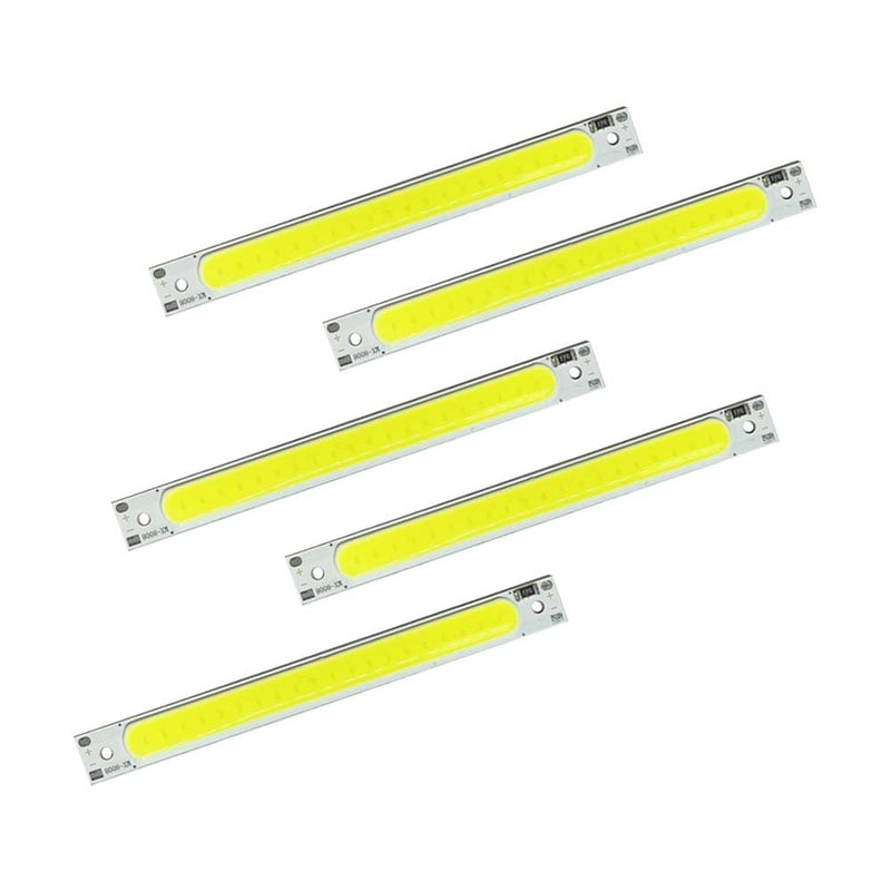 LED COB Light Board, Pack of 5 DC 5 V 3 W Long Strip LED Chip Light Board White Light 600 mA 400 lm 6500 K for USB Touch Dimmer