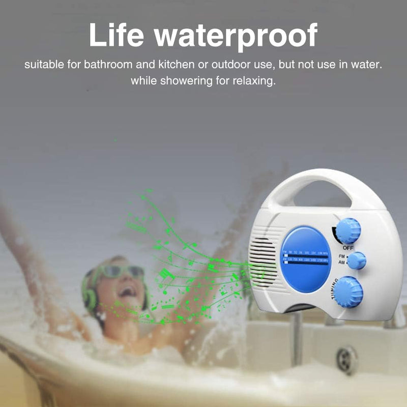 [AUSTRALIA] - Shower Radio, Portable AM/FM Waterproof Hanging Shower Radio, Shower Radio Built-in Speaker Adjustable Volume Battery Operated Shower Radios for Bathroom Kitchen, Outdoor 