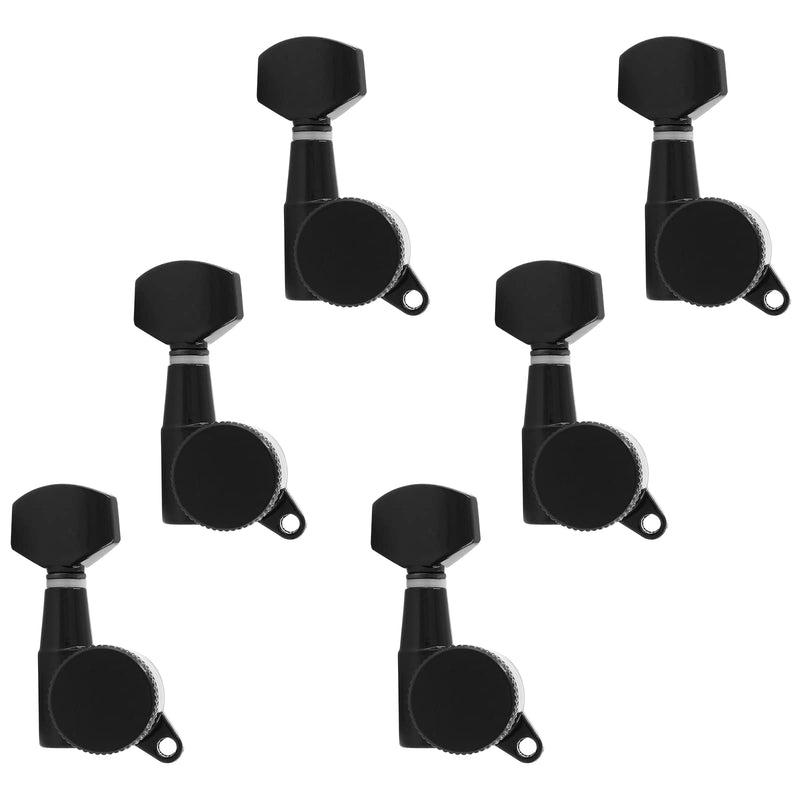 6 Pcs Black Locking Tuners 6 Inline, Sealed Guitar Tuning Pegs Keys Machine Heads Set for Fender Stratocaster Strat Telecaster Tele Style Electric Guitar 6R