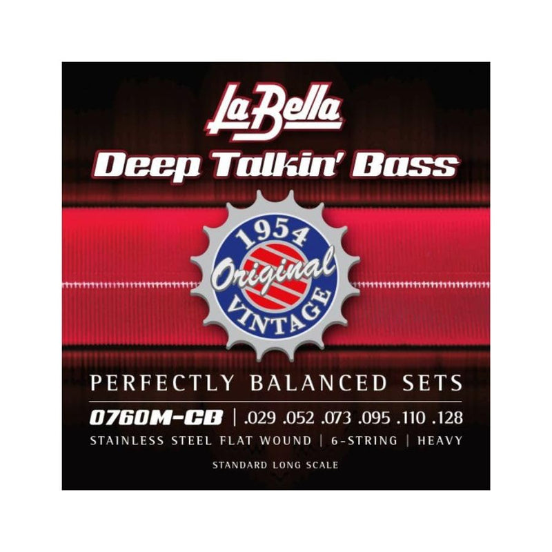 La Bella 0760M-CB Deep Talkin' 1954 Original Vintage Stainless Steel Flat Wound, Bass Guitar String 29-128 0760M-CB Deep Talkin' Bass