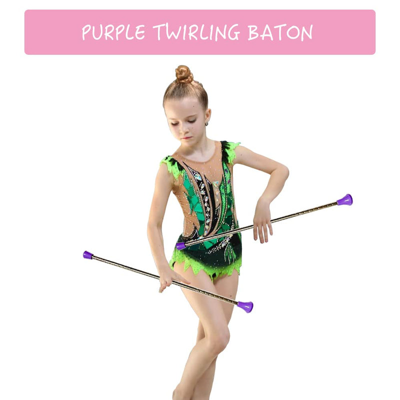 26-inch Twirling Baton Spinning Dance Baton Metal Rhythmic Gymnastics Conducting Batons for Child in Majorette-Complete with 1 Dance Ribbon Rainbow Streamer Purple,1 Pack