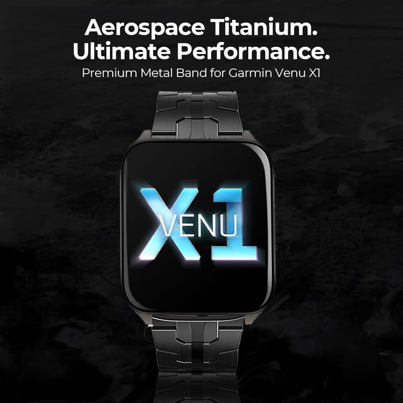 Titanium Metal Band for garmin venus X1, 24mm Quick Release Metal Watchband with Integrated Buckle Strap Replacement for Garmin Watch venu X1,Lightweight Skin-Friendly balck redd