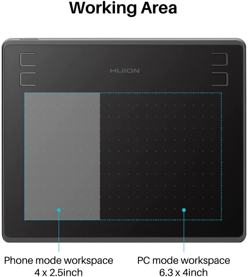 HUION Inspiroy HS64 Graphics Drawing Tablet and PW100 Battery-Free Stylus