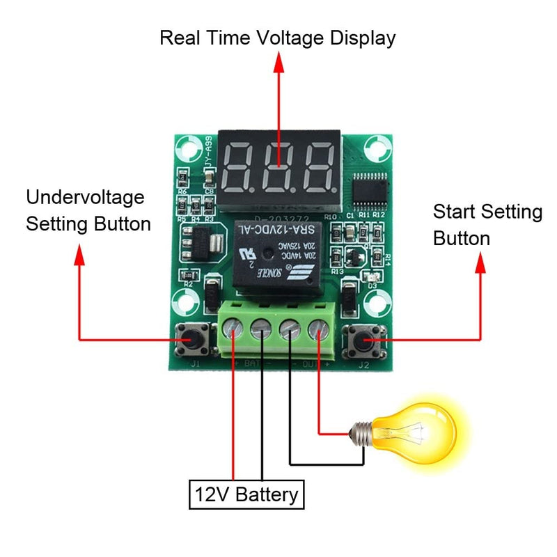 Battery Undervoltage Protection Module, JY-A99 DC 12V Battery Undervoltage Protection Module, 6s Delay Under Voltage Regulator, Battery Voltage Protection