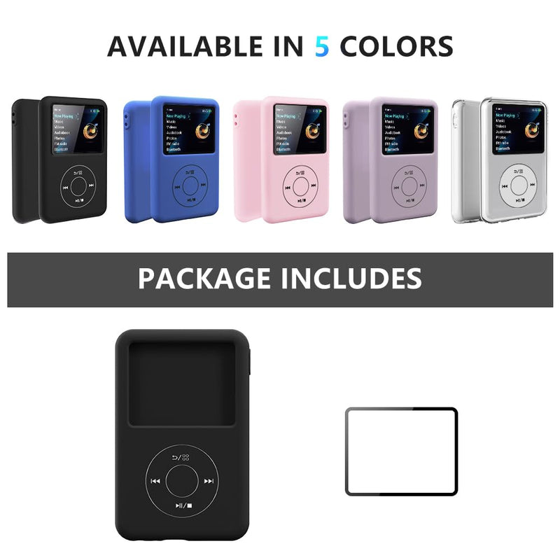 Silicone Case for innioasis Y1 Mp3 Player, Soft Anti-Scratch Cover with Screen Protector, Slim Lightweight Full-Body Protection -Black black