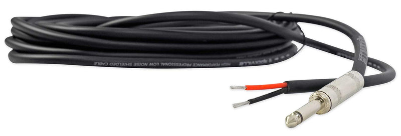 Rockville RTSBW20 16 AWG 1/4" TS to Bare Wire Speaker Cable, 20 Ft, 100% Copper, Durable PVC Jacket, Flexible Design, High-Performance Audio for Home Theater and Studio