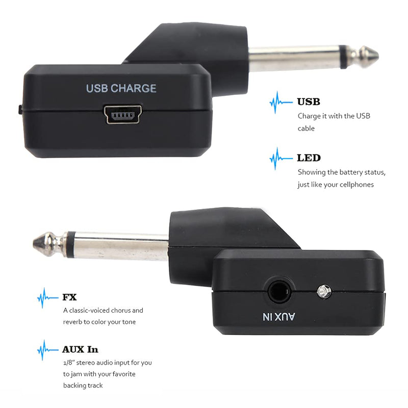 [AUSTRALIA] - Guitar Headphone Amp, Bass Headphone Amp Portable Guitar Amp Mini Plug Guitar Amplifier Rechargeable Electric Guitar Bass Amp for Electric Guitar 