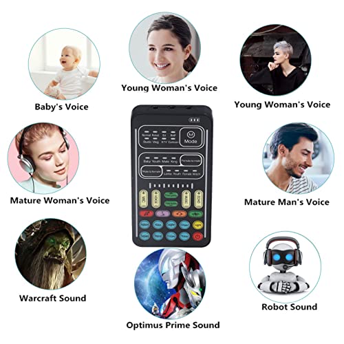Audio Mixer, I9 Voice Changer Set Live Sound Card for Live Streaming, Multifunction Portable Recording Mini Sound Card Audio Mixer for Game Anchor Recording Computer (English Version)
