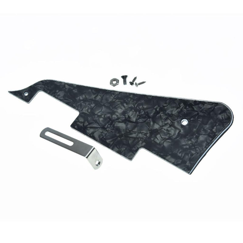 KAISH Black Pearl LP Guitar Pickguard with Chrome Stainless Steel Bracket and Steel Mounting Screws for USA Les Paul Chrome Bracket
