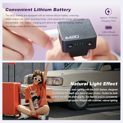 Godox iM20 Mini Flash 5 Power Levels 440 Full-Power IM 20 Built in Battery Black