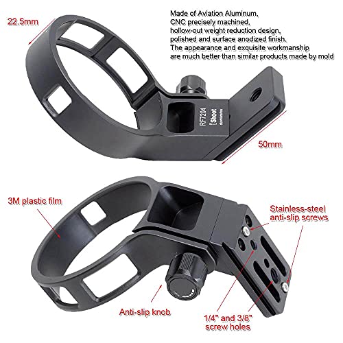 iShoot Metal Lens Collar Tripod Mount Ring Compatible with Canon RF 70-200 f/4L is USM, Lens Support Holder Bracket Bottom is Arca Fit Quick Release Plate Dovetail Groove for Arca Tripod Clamp