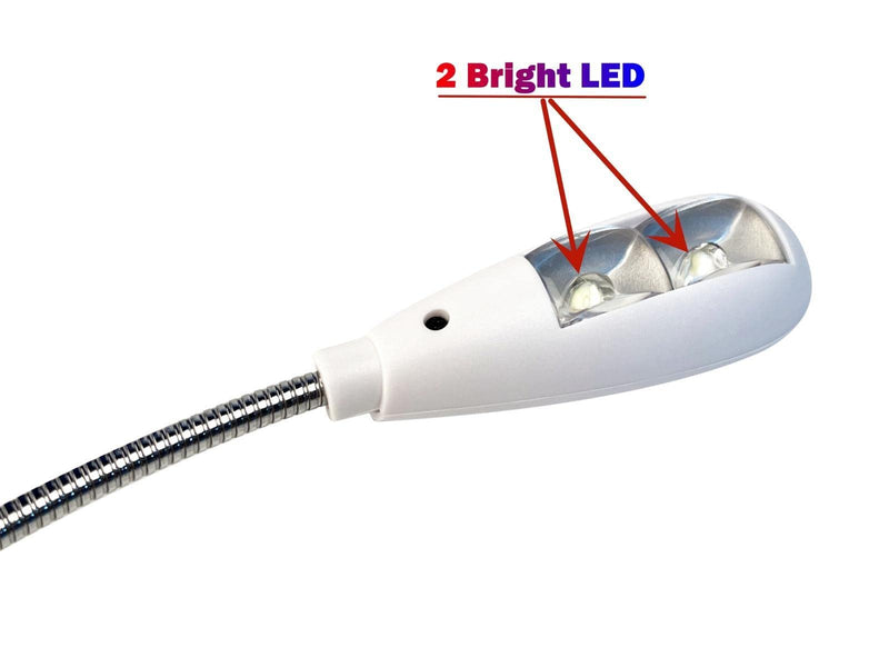 [AUSTRALIA] - LED USB Reading Lamp Light with 2-Brightness Dimmable Setting, Flexible Gooseneck USB Light for Notebook Laptop Keyboard, Powerbank(On/Off Switch, 1 White+1 Mini USB Light) 