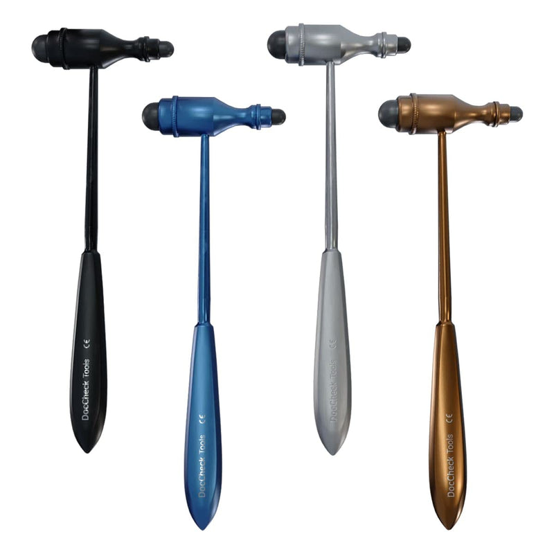 DocCheck Trömner Reflex Hammer "Klopp" - Metal Handle, Neurological Grip Tip for Stretching and Skin Reflexes, Heavy Hammer Head, Easy Disinfection, Available in Various Colours (Black) black