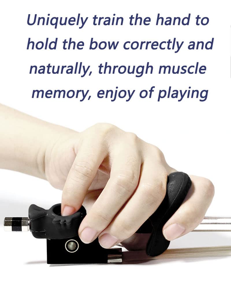 Black Violin Bow Holder 4 Strings Bow Grip Partner Violin/Viola Teaching Aid Accessory for Kid Adult Learn Violins