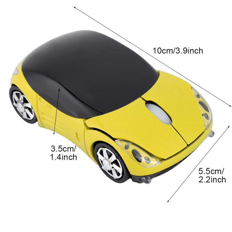 ASHATA 2.4G Wireless Mouse Car Mouse with USB Reciver 1600DPI Optical Mouse for PC Computer Laptop Tablet, High Precision Cute Mouse for Win XP/Vista/Win7/ME/2000/for Mac OS (Yellow) yellow