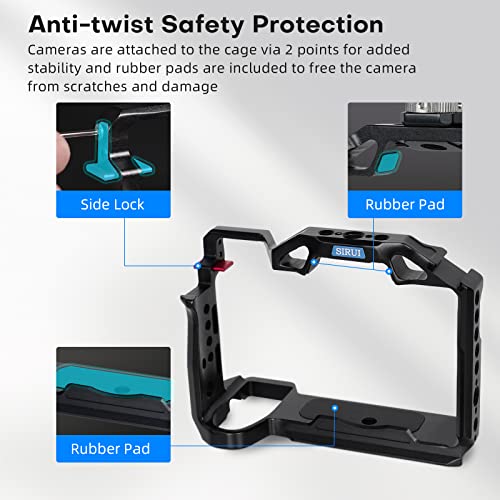 SIRUI S5II S5IIX G9 II Camera Cage with Wrist Strap, Full Cage for Panasonic LUMIX S5II S5IIX G9 with Built-in Plate for Arca, NATO Rail, Cold Shoe, Multi Threads, and 3/8" Locating Holes for ARRI Cage for S5II etc.