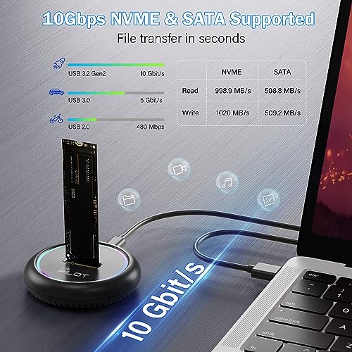 M.2 Reader Round Dock + M.2 Enclosure NVMe SATA - SD03C + C36