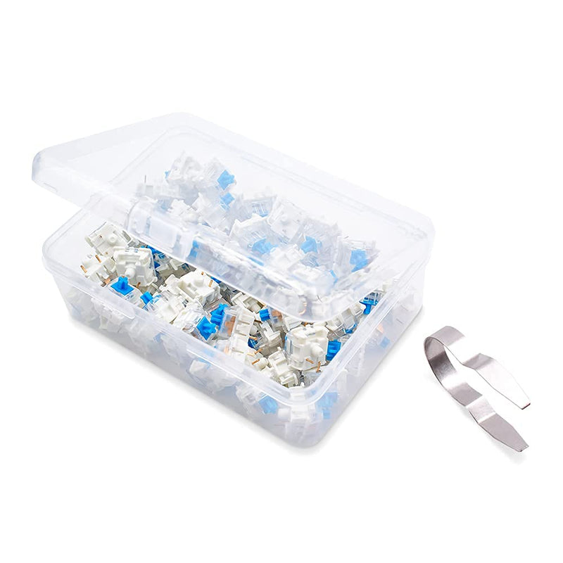 66 Pieces Gateron KS-9 Blue Switches for Mechanical Keyboards, 3-pin White-Shell Supporting SMD RGB Light