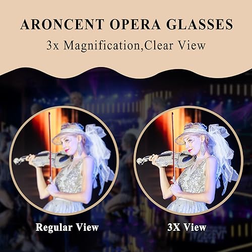 Aroncent 3X25 Opera Glasses Theater Binoculars Adjustable Handle, Black