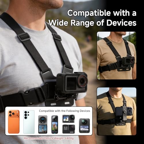 Phone Chest & Head Mount Kit, Action Camera Holder for GoPro, DJI, Insta360