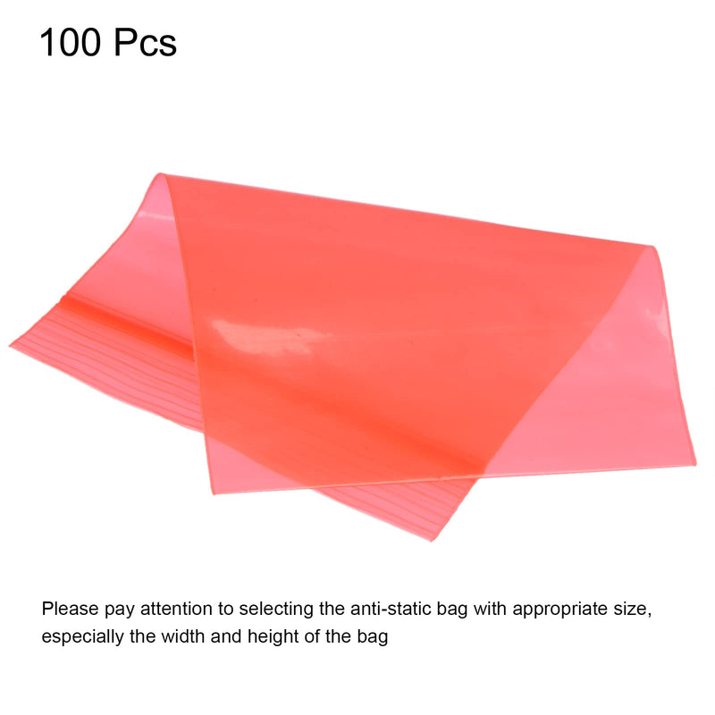 MECCANIXITY Anti Static Bags Shielding Bag 2.8x4.3inch(7x11cm) Red Transparent Resealable for Hard Drive HDD SSD 100pcs