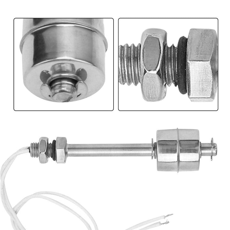 Keenso Pool Float Switch, Liquid Level Sensor AC/DC 0 ~ 220 V Stainless Steel Liquid Level Sensor Liquid Float Switch Tank Vertical Water Level Sensor for Pool Can 100 mm